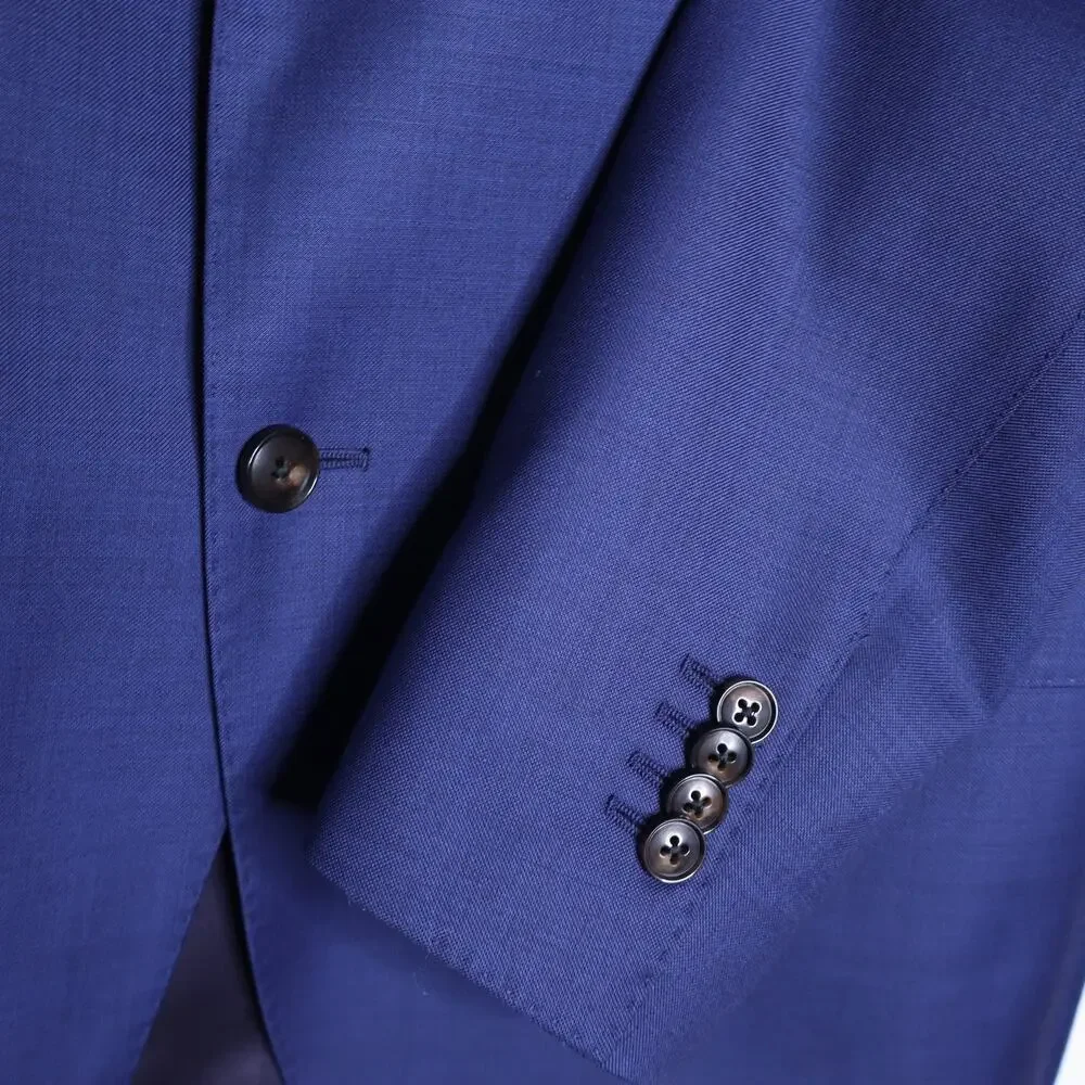 SUITSUPPLY Lazio Slim Sport Coat Mid Blue Wool Single Breasted Men's 50/US 40